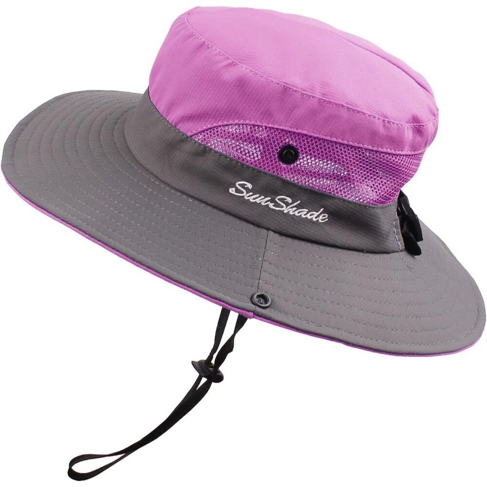 Unisex Purple-b 100% Polyester Wide Brim Mesh Vent Chin Strap Classic Cowboy Hat